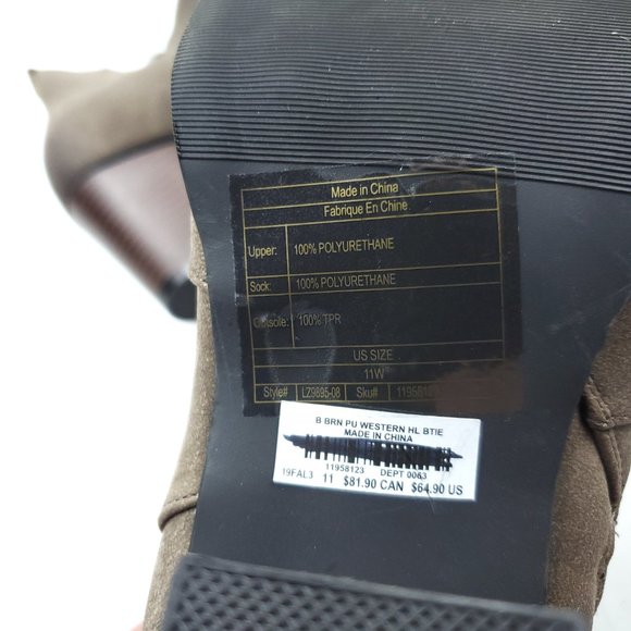 Torrid Tan Faux Leather Suede Western Heel Booties - Picture 6 of 8